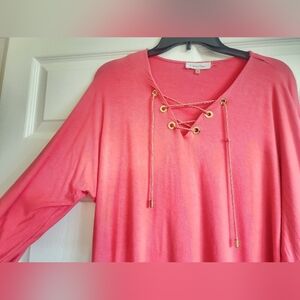 Womens Calvin Klein Pink Long Sleeve Top with  Accents